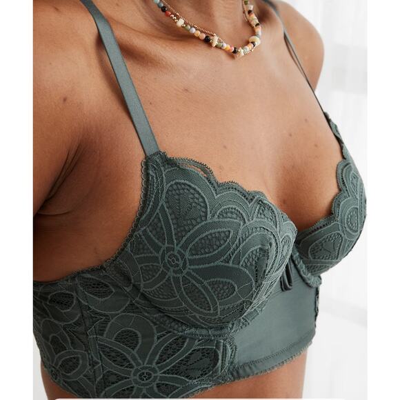 Aerie Show Off Plunge Push Up Rooftop Garden Lace Bra 38C - Picture 2 of 9
